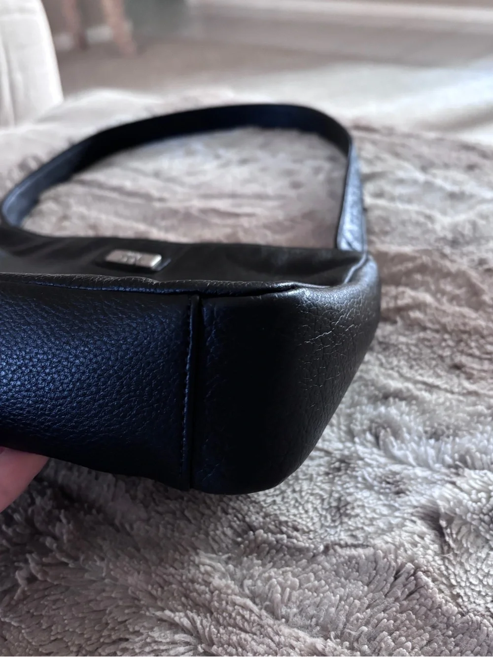 The Sak Hobo Soft Black Pebble Leather Shoulder Bag Purse Handbag